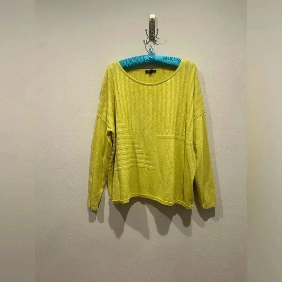 LAFAYETTE 148 Stripped Chartreuse Sweater / Size Large/ - Picture 1 of 6